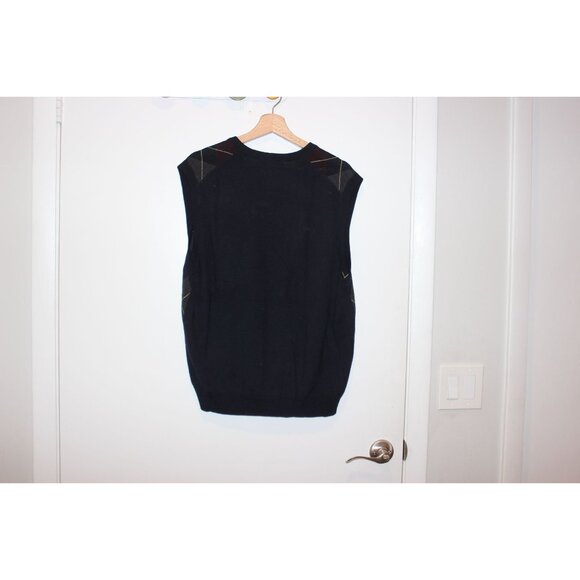 Brooks Brothers Mens Argyle Sweater Vest Black/Burgundy Wool Size L - Picture 3 of 6